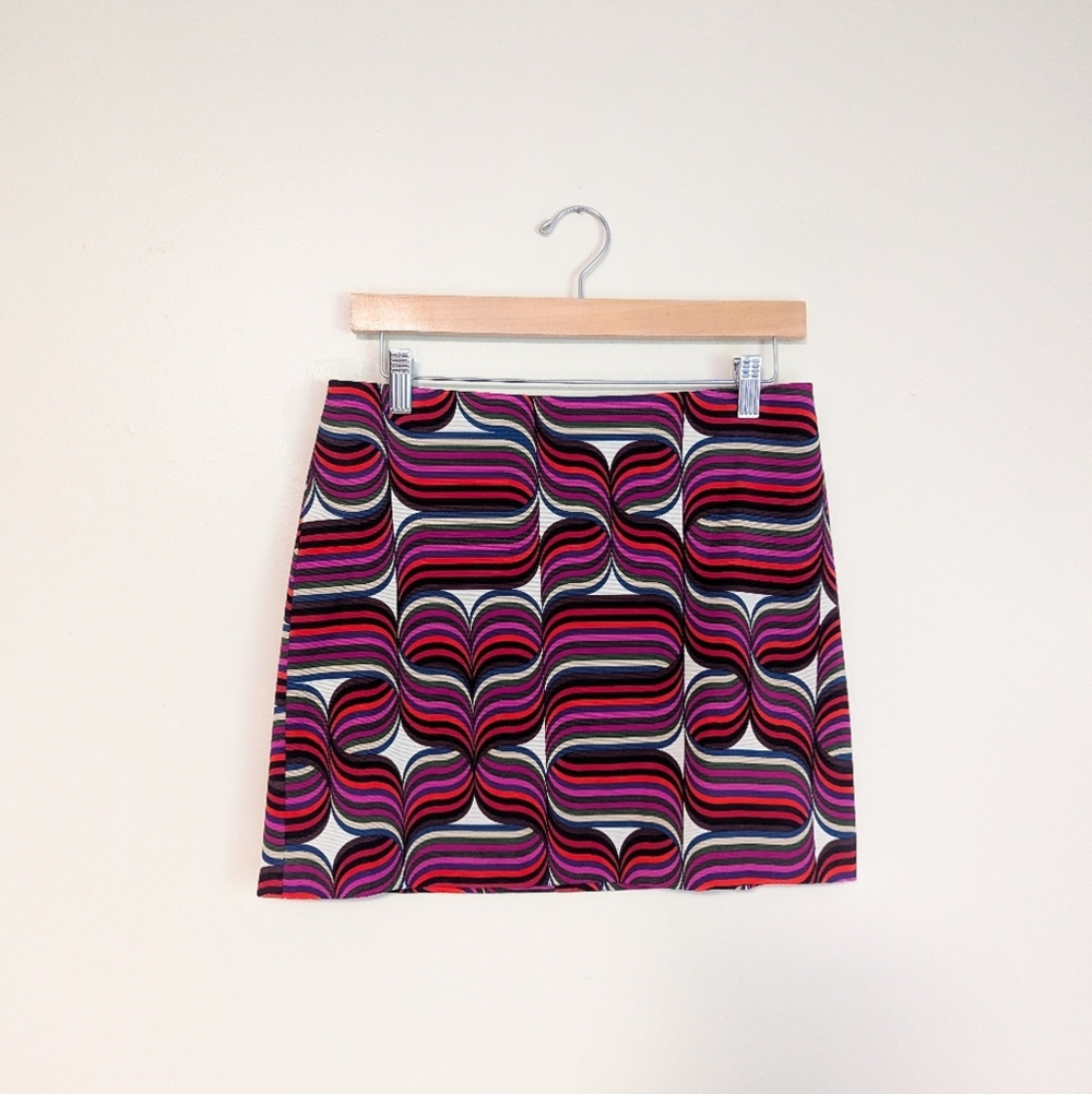 Trina Turk Pink Purple and Black Geometric Mini Skirt